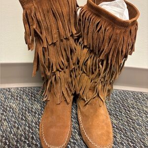 LC Lauren Conrad Brown Fringed Moccasins